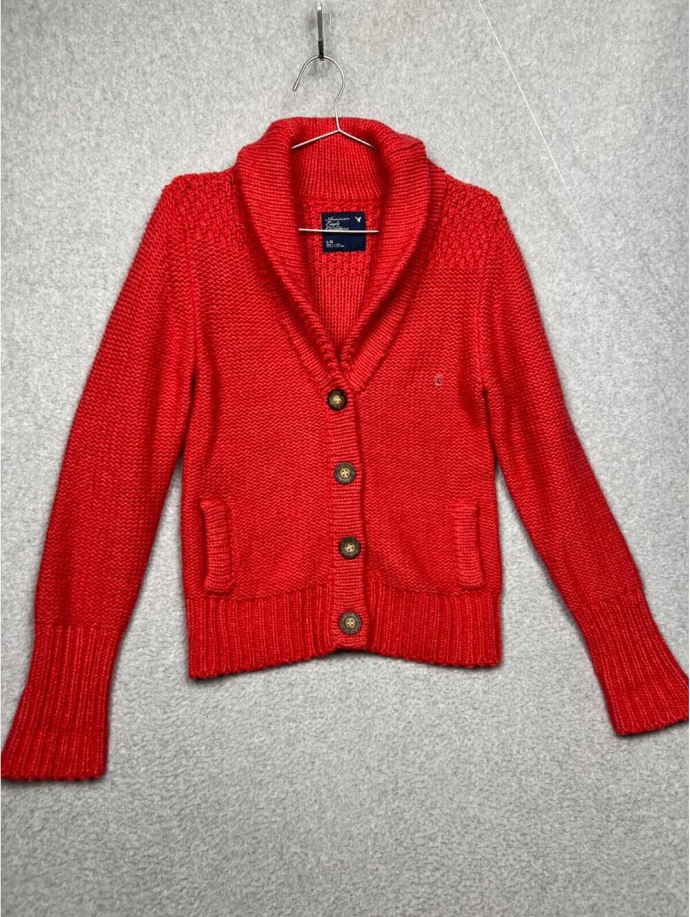American Eagle Womens Knit Wool Blend Cardigan Sweater Grandma Casual L Rabbit